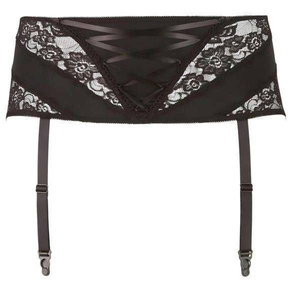 Cottelli Plus Size - portjartier din dantelă cu șireturi (negru) - 4XL