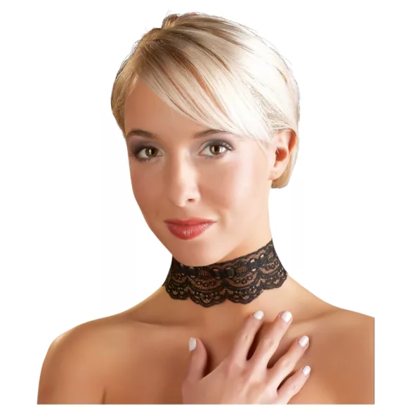 Cottelli - guler din dantelă din piele artificială, accesoriu de costum BDSM