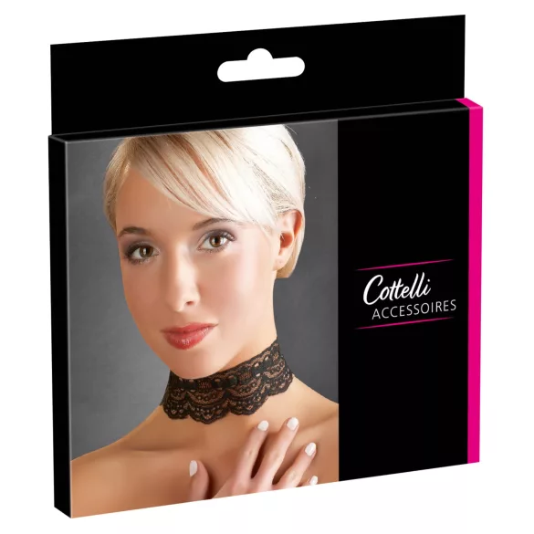 Cottelli - guler din dantelă din piele artificială, accesoriu de costum BDSM