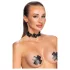Cottelli - colier tip choker dantelă și perle - negru