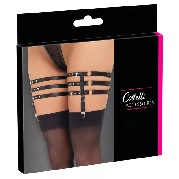 Cottelli - bandă pentru coapsă tip portjartier - aspect piele - negru