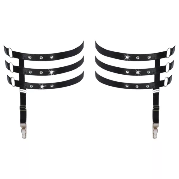 Cottelli - bandă pentru coapsă tip portjartier - aspect piele - negru