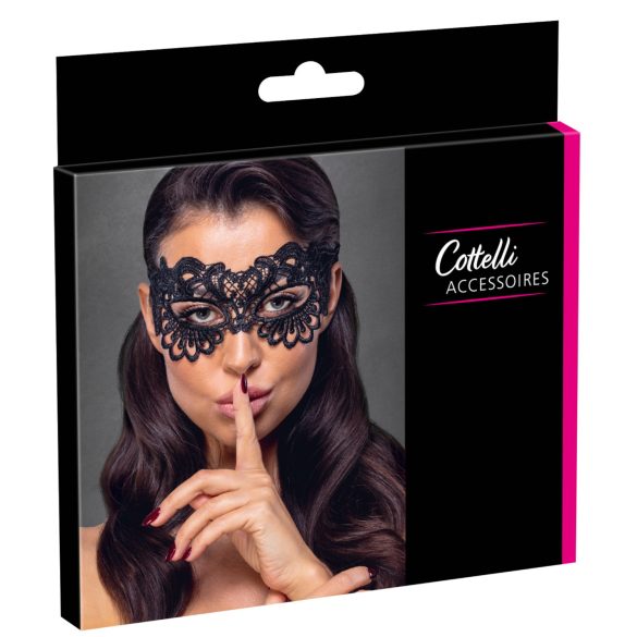 Cottelli - mască elegantă cu broderie din dantelă (neagră)