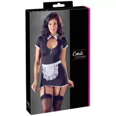 Cottelli - costum menajeră cu portjartier - negru-alb - M