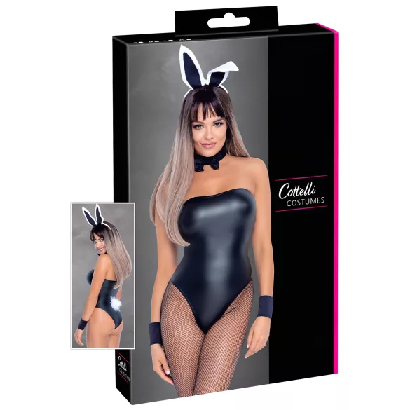 Cottelli Bunny - costum sexy iepuraș femei - 5 piese - lucios - M