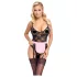 Cottelli - costum menajeră sexy transparent - negru-roz - M