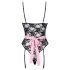 Cottelli - costum menajeră sexy transparent - negru-roz - M