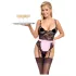 Cottelli - costum menajeră sexy transparent - negru-roz - L