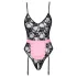 Cottelli - costum menajeră sexy transparent - negru-roz - L