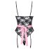 Cottelli - uniformă transparentă de menajeră (negru-roz) - L