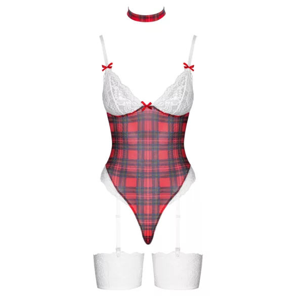 Cottelli - set body tip costum cu carouri - roșu - M