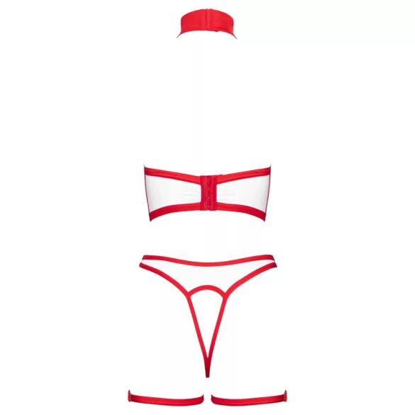 Cottelli - set costum de asistentă medicală deschis (alb-roșu)