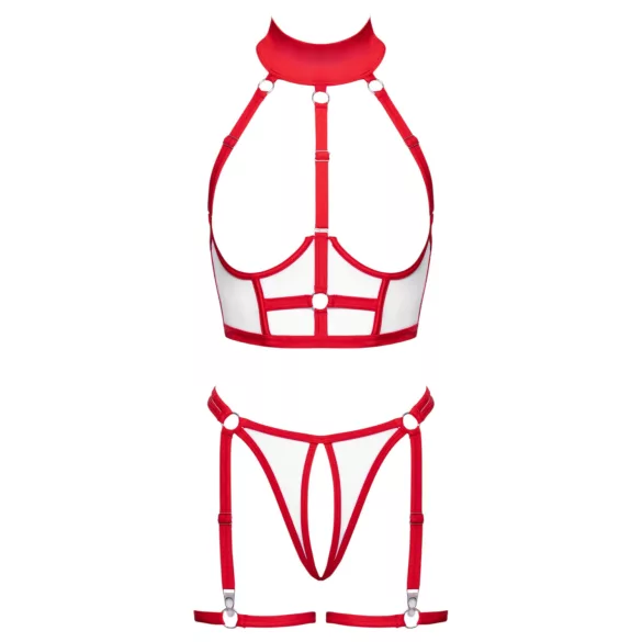 Cottelli - set costum de asistentă medicală deschis (alb-roșu) - M