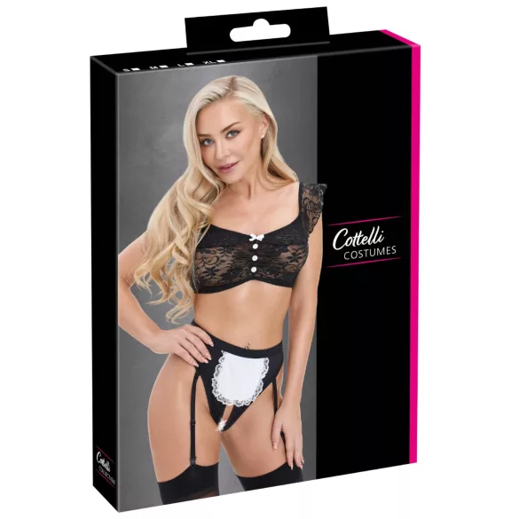 Cottelli - set costum de cameristă (negru-alb)