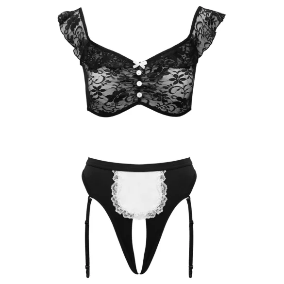 Cottelli - set costum de cameristă (negru-alb) - M