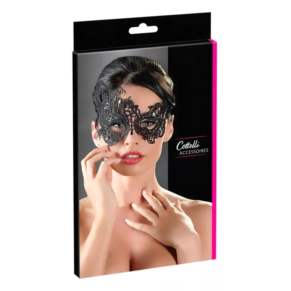 Cottelli - mască erotică asimetrică brodată - negru