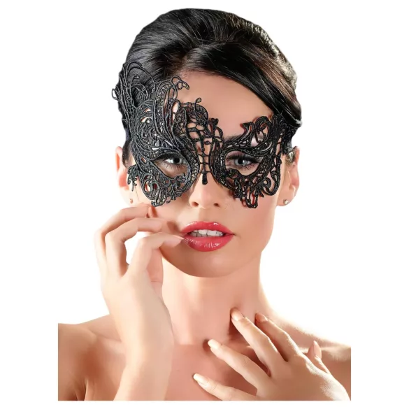 Cottelli - mască erotică asimetrică brodată - negru
