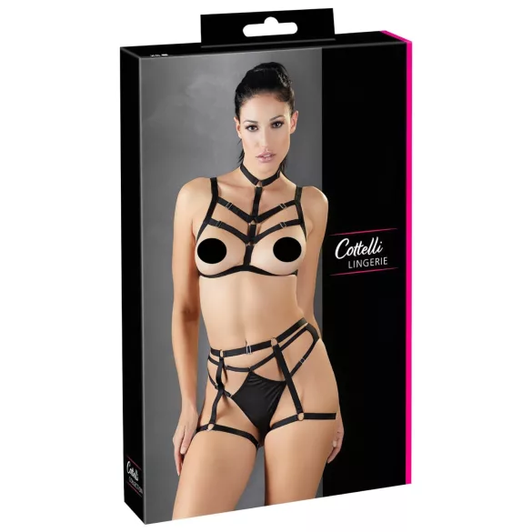 Cottelli - ham decorativ pentru corp, set de lenjerie intimă trio (negru, mărimi S-L)