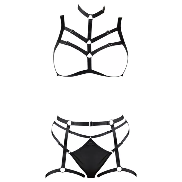 Cottelli - ham decorativ pentru corp, set de lenjerie intimă trio (negru, mărimi S-L)