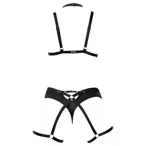 Cottelli - ham decorativ pentru corp, set de lenjerie intimă trio (negru, mărimi S-L)