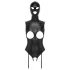 Bad Kitty - body deschis jos-sus și mască orală - negru - XL