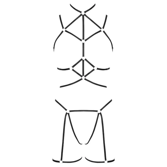 Cottelli - ham pentru corp cu tanga - sexy, negru, mărime S-L