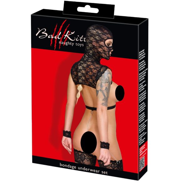 Bad Kitty - set BDSM din dantelă (negru) - M