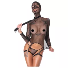   Bad Kitty - Set BDSM cu plasă transparentă și bici - negru - M