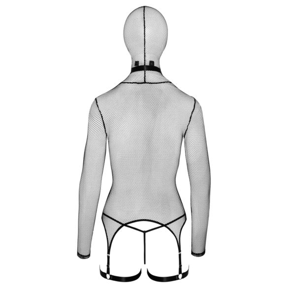 Bad Kitty - Set BDSM transparent cu plasă și bici (negru) - M