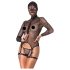 Bad Kitty - Set BDSM transparent cu plasă și bici (negru) - M