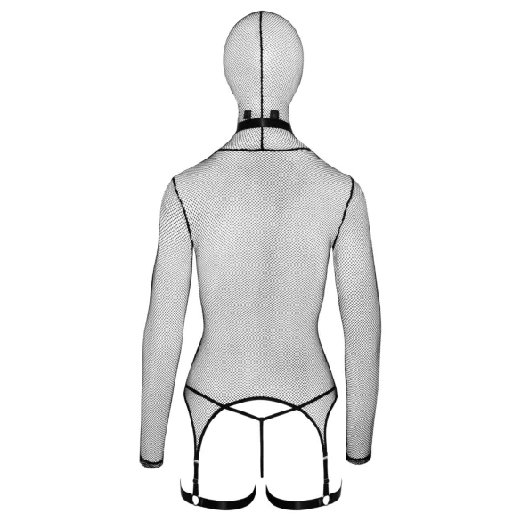 Bad Kitty - Set BDSM din plasă transparentă cu bici (negru) - L