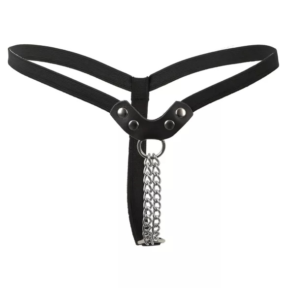 Fetish - tanga cu nituri și lanțuri (negru, S-L)