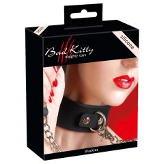 Bad Kitty - Zgardă din silicon cu lesă (negru)