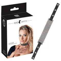 Bad Kitty - colier tip choker cu strasuri - negru