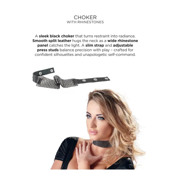 Bad Kitty - colier tip choker cu strasuri - negru