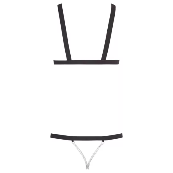 Bad Kitty - body din piele cu ținte - negru (S-L)