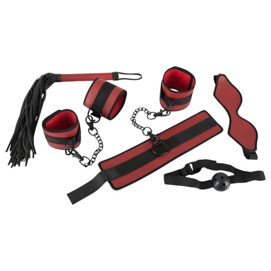 Bad Kitty - set de cravate cu velcro - roșu și negru (5 bucăți)