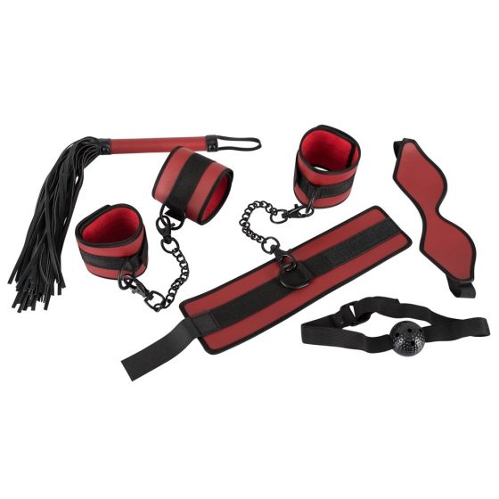 Bad Kitty - set de cravate cu velcro - roșu și negru (5 bucăți)