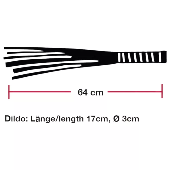 Bad Kitty - bici din piele cu dildo din sticlă - transparent-negru