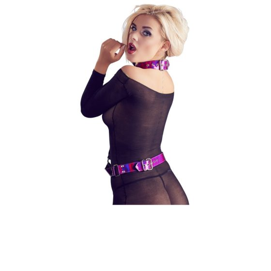 Bad Kitty - ham de gât și de piept cu pietre prețioase (roz metalic) S-L