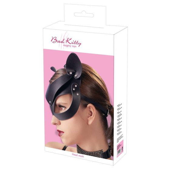 Bad Kitty - masca de pisică din piele sintetică, cu stras - negru (S-L)