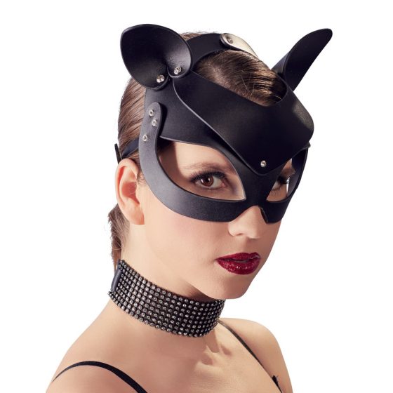 Bad Kitty - masca de pisică din piele sintetică, cu stras - negru (S-L)