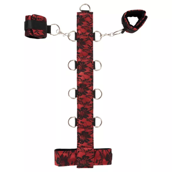 Bad Kitty - set bondage mâini gât reglabil - roșu-negru