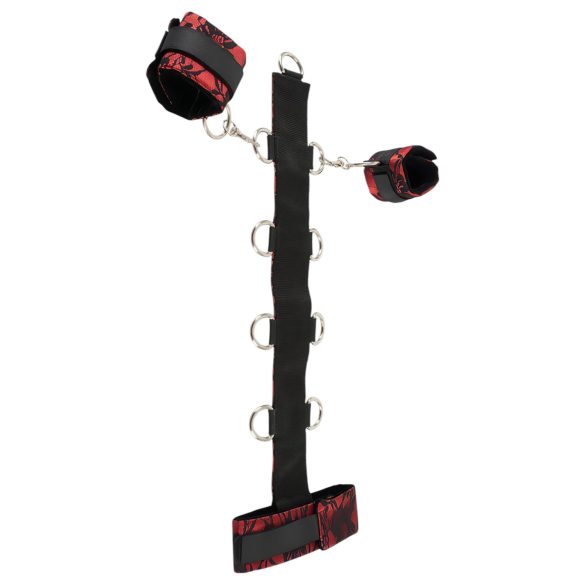 Bad Kitty - set bondage mâini gât reglabil - roșu-negru