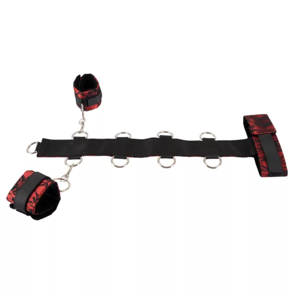Bad Kitty - set bondage mâini gât reglabil - roșu-negru