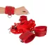 Bad Kitty - set de restrângere la pat din piele ecologică cu scai - roșu