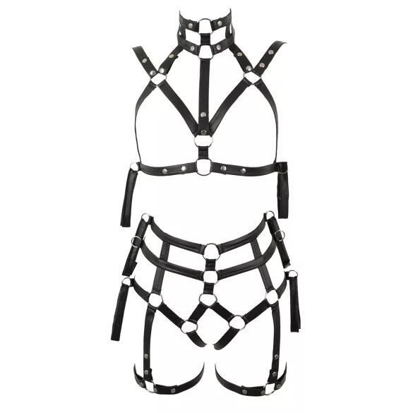 Bad Kitty - set chingi bondage și sutien (negru)
