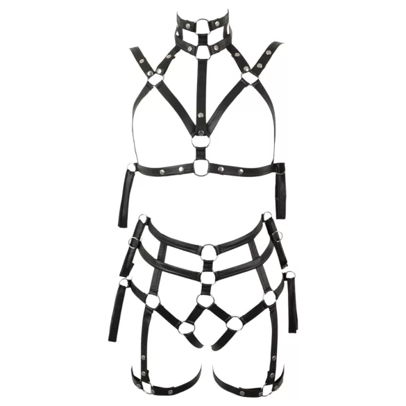 Bad Kitty - set chingi bondage și sutien (negru) - L/XL