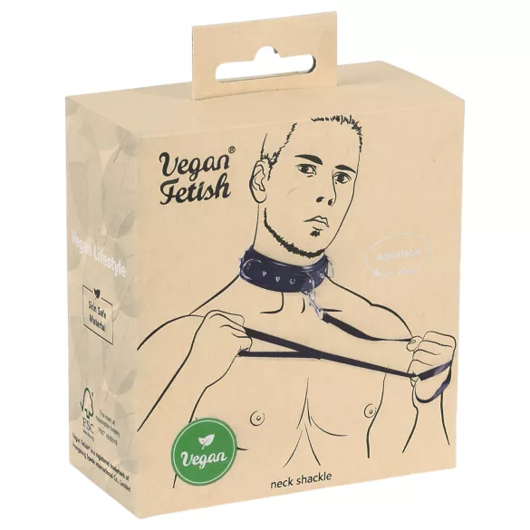 Vegan Fetish - zgardă cu ținte și lesă - piele ecologică neagră