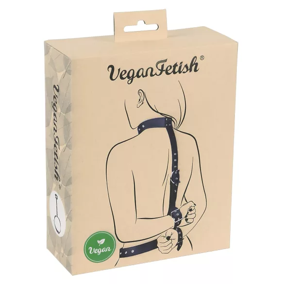 Vegan Fetish - set cătușe pentru legat mâinile la spate - negru